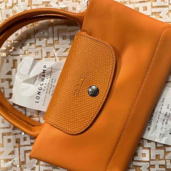 LONGCHAMPLe Pliage Green Canvas Shoulder Bag In Orange BNWT MEDIUM - Picture 9 of 9